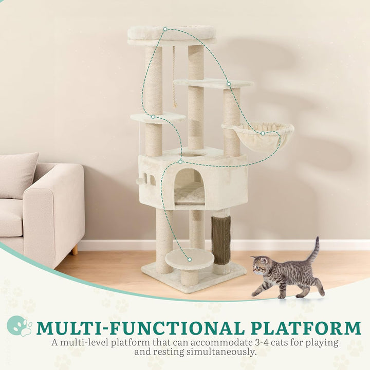 YITAHOME Kratzbaum, Katzenkratzbaum, für Grosse Katze, Katzenbaum, Katzenbürsten, 11 cm Dicke Stämme