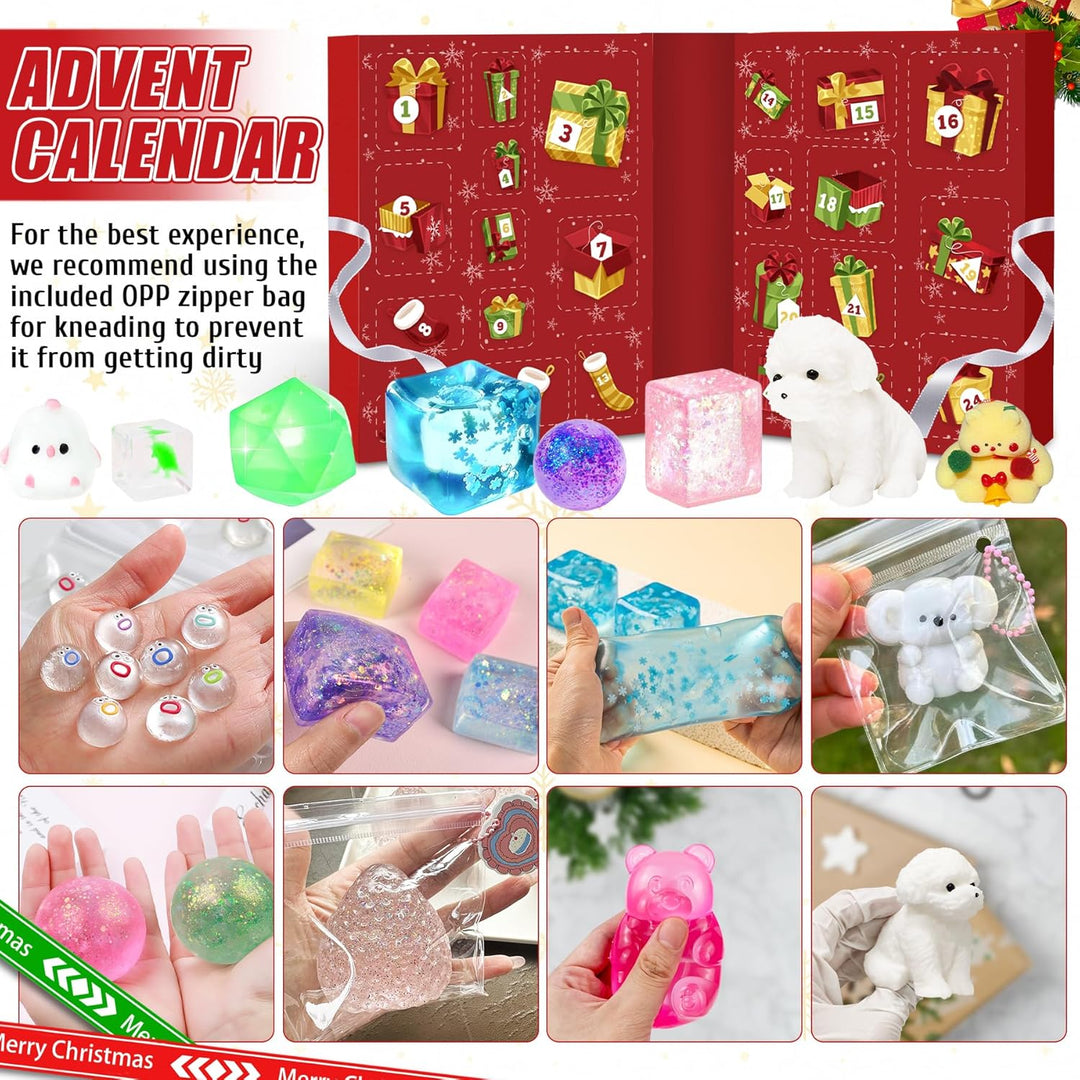 Adventskalender 2025, Fidget Toy Weihnachts Countdown Kalender, Fidget Advent Calendar mit 24 Pcs Üb