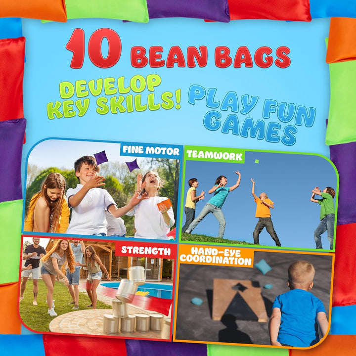 KreativeKraft Cornhole Säckchen, 10er- oder 20er-Pack Bunte Bean Bags - Outdoor Spiele für Kinder 10