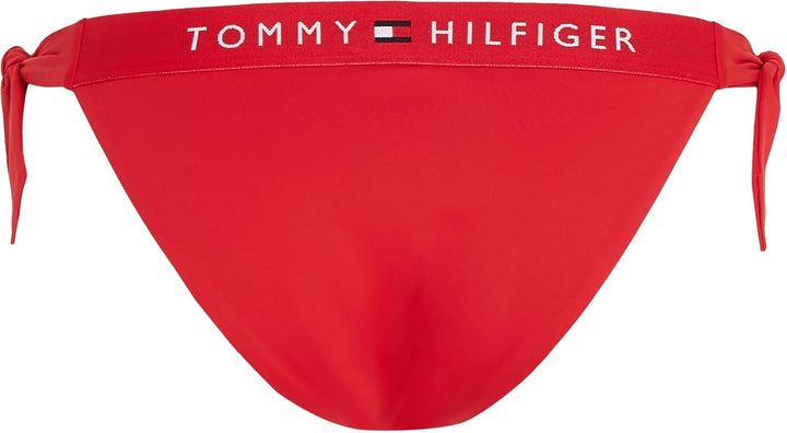 Tommy Hilfiger Damen Bikinihose Seitliche Schnürung Side Tie Cheeky Bikini Sport L Rot (Primary Red)