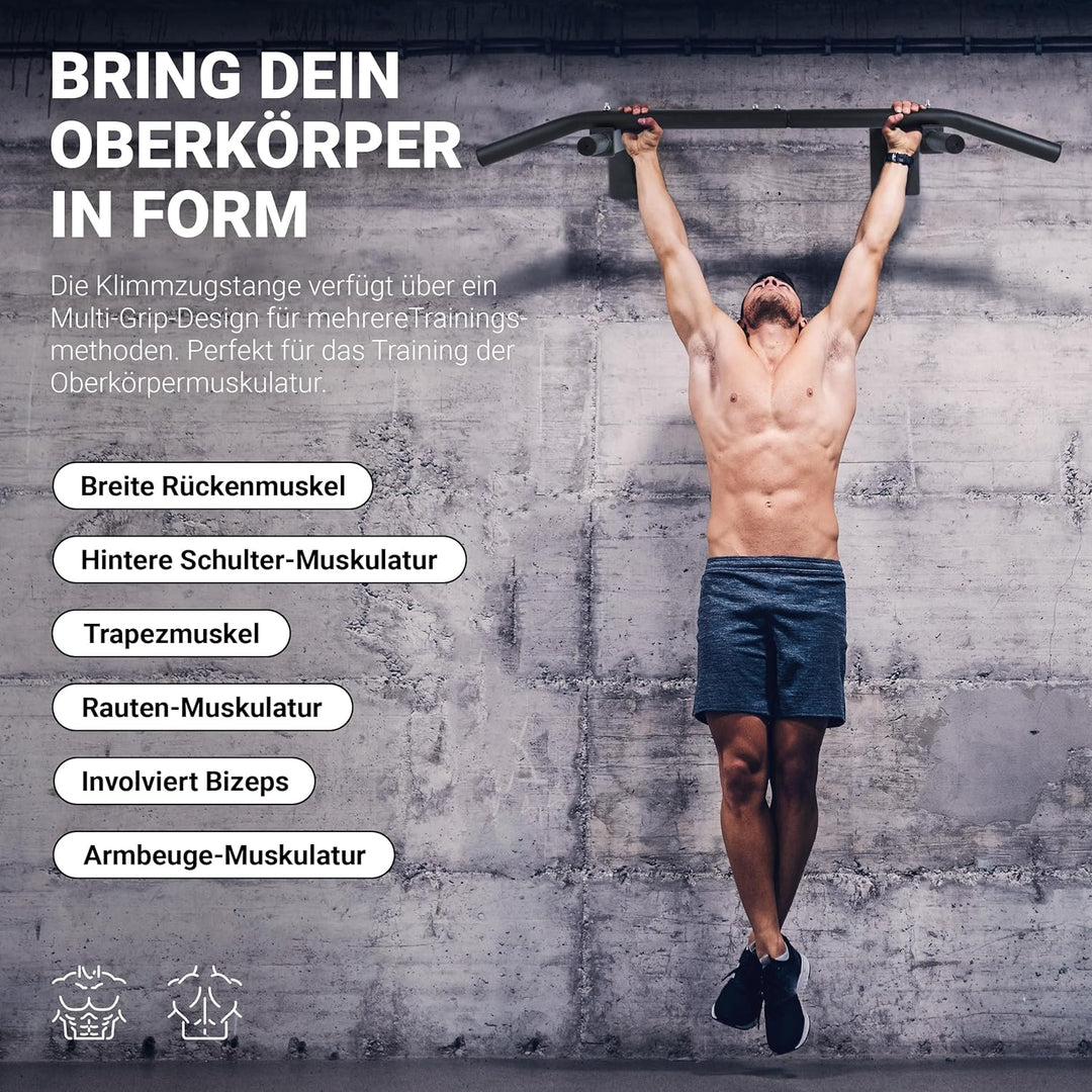 MSPORTS Klimmzugstange für Wandmontage inkl. Montageanleitung und - Zubehör | Reckstange