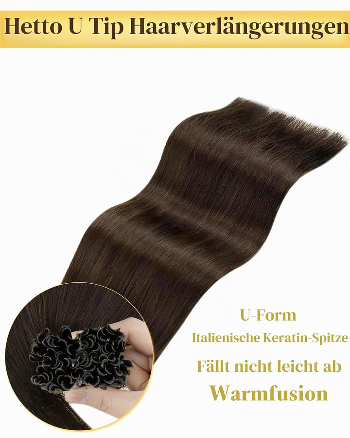 Hetto Echthaar Bondings Extensions Dunkelbraun Keratin Haar Extensions Echthaar Remy Bonding Extensi