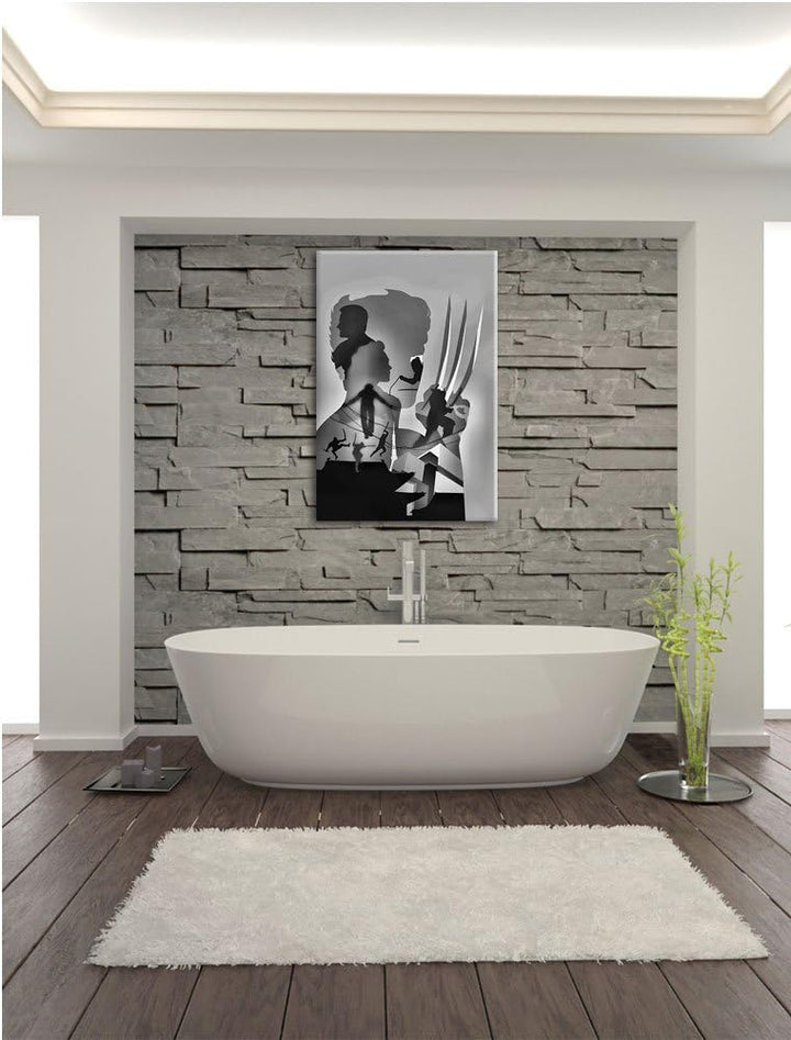 Monocrome, Wolverine, Format: 100x70 auf Leinwand, XXL riesige Bilder fertig gerahmt mit Keilrahmen,