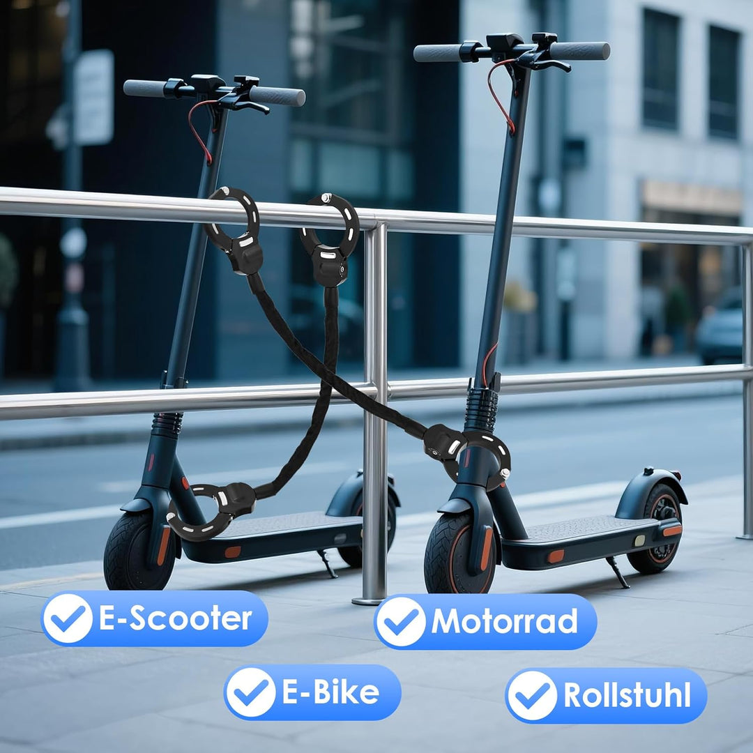 GuKKK E Scooter Schloss,Handschellenschloss mit Schlüssel, Fahrradschloss für E Scooter mit Gummi-Lo