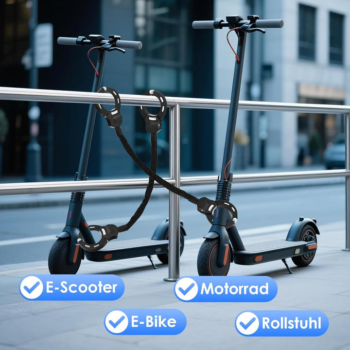 GuKKK E Scooter Schloss,Handschellenschloss mit Schlüssel, Fahrradschloss für E Scooter mit Gummi-Lo