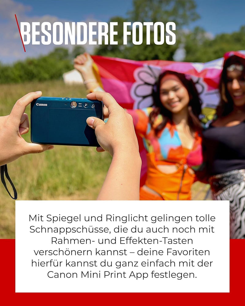 Canon Zoemini S2 Mini Sofortbildkamera + Fotodrucker mobil tragbar unterwegs Hosentasche (Fotodruck