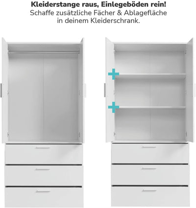 mokebo Einlegeböden 2er-Set für modularen Kleiderschrank 'Die Ableger' in weiss mit 87cm Breite, für