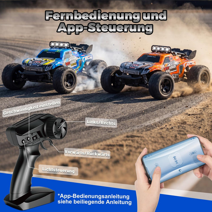 28km/h Ferngesteuertes Auto ab 5 6 jahre, 1:18 Monstertruck Ferngesteuert | RC Auto mit Licht, Ferng