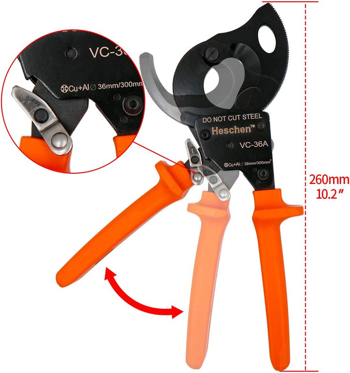 Heschen Ratchet Kabelschneider VC-36A verwenden für 36mm / 300mm² Abisolierzange Hand Crimpzange