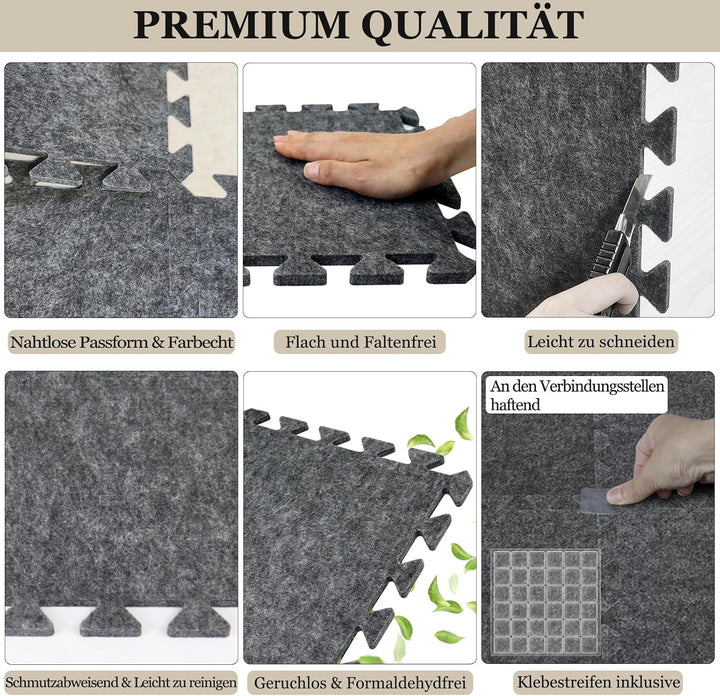 BXI Dicke Schallabsorber Puzzle-Bodenmatten, 16 Stück 28 x 28 x 0,9 cm Hochdichte Klavier matte Schl