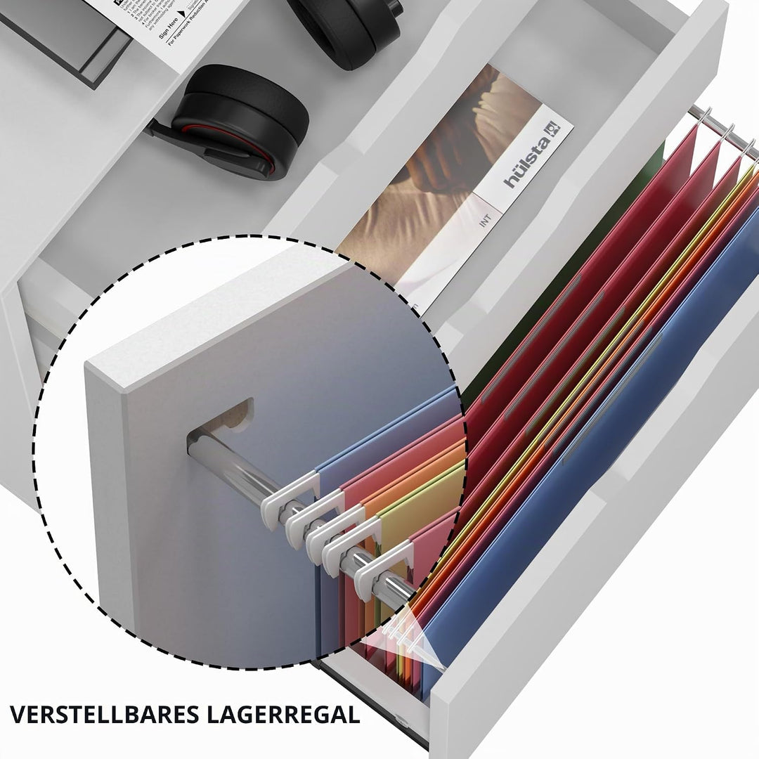 soges Rollcontainer Bürocontainer Schreibtisch Aktenschrank auf Rollen aus Holz mit 3 Schubladen Abs
