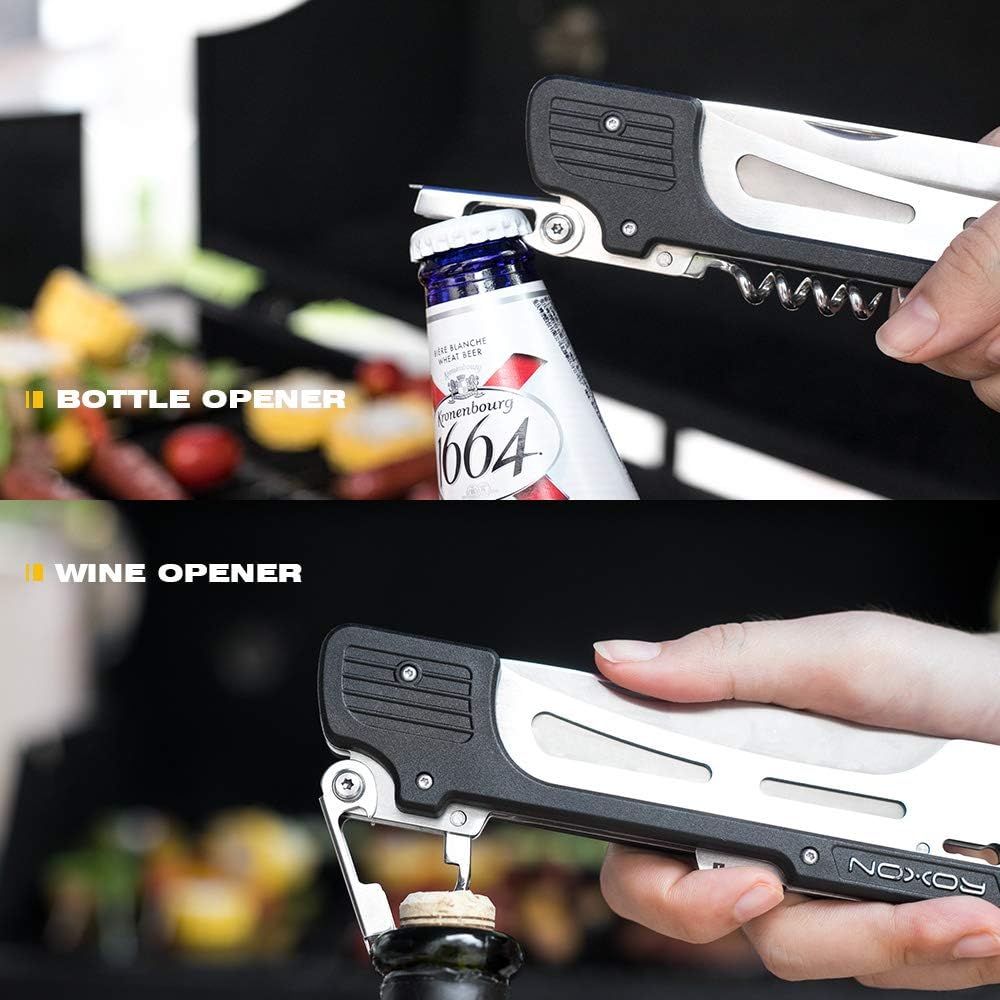 Roxon MBT3 6-in-1 Multifunktionales abnehmbares faltbares Grillwerkzeug-Set für Hinterhof-Grillen, B