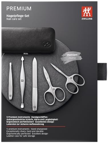 ZWILLING TWINOX Maniküre und Pediküre Etui aus Yakleder mit Rahmenverschluss, Premium Nagelpflege, 5