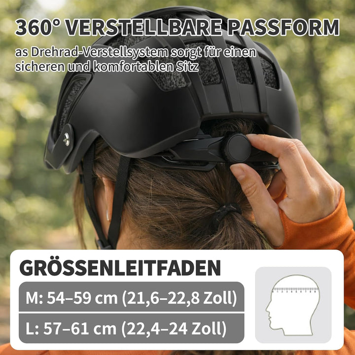 Shinmax Fahrradhelm für Herren Damen, Fahrrad Helm mit Beweglich Visier Schwarz M(54-58CM), Schwarz