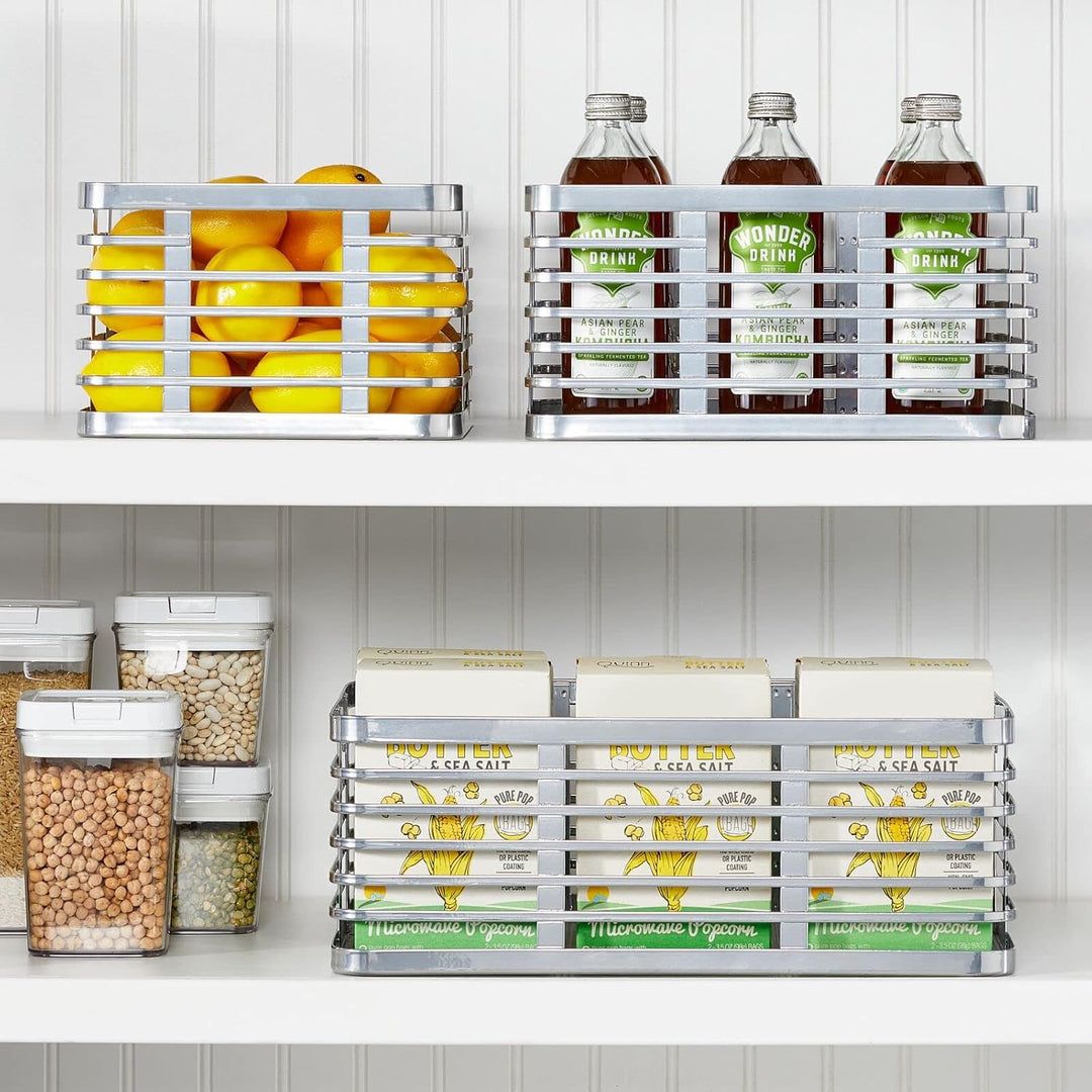 mDesign Stahldraht-Aufbewahrungskorb für die Küche, für Speisekammer, Schrank, Schrank, Organisation