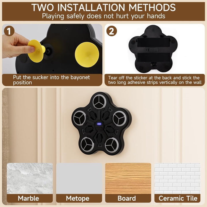 Topteng Music-Boxing-Maschine, Wandmontierter Boxtrainer, Stereolautsprecher, 3 Trainingsmodi, Zählf