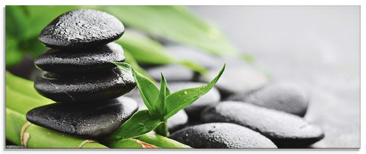 ARTland Glasbilder Wandbild Glas Bild einteilig 125x50 cm Querformat Asien Wellness Zen Steine Lavas