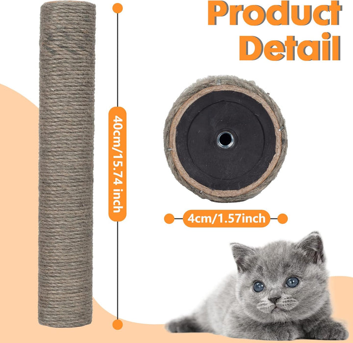 Ersatz-Kratzbaum für Katzen, Sisal, 40 cm, 2 Stück M8 Ersatz-Kratzbaumteile für die Renovierung, Wei