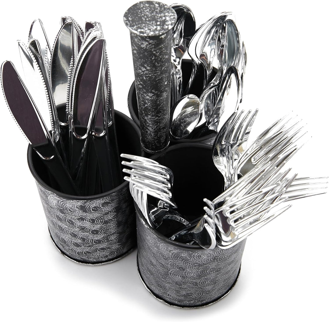 Mind Reader Utensilienhalter, Besteck-Organizer, Besteckhalter, verzinktes Metall, 17,8 x 17,8 x 24,