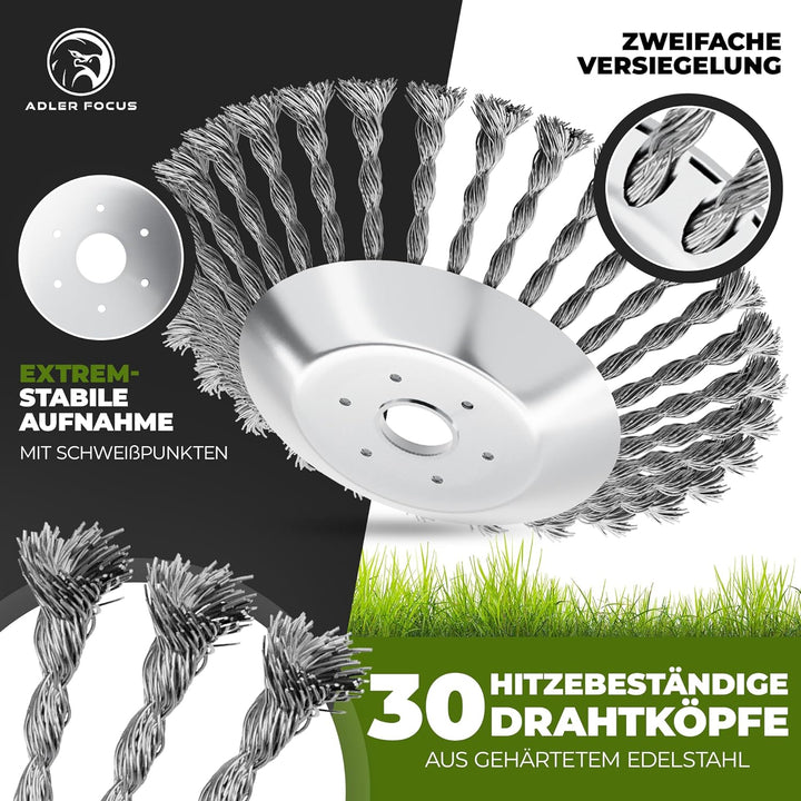 Adler Focus Unkrautbürste Light, Neuentwicklung 2024 für Freischneider | Wildkrautbürste für Motorse