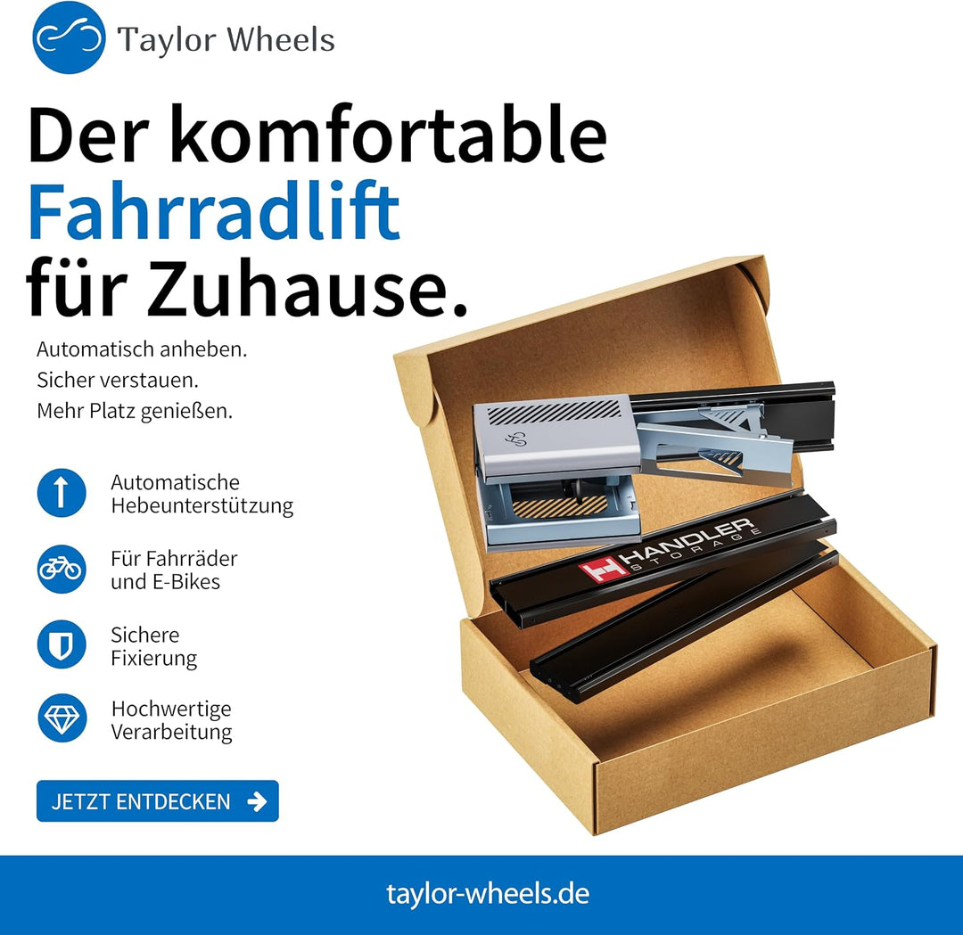 HANDLER Storage Fahrradlift 2ER-SET, Vertikale Wandhalterung in grau für E-Bikes &amp; Fahrräder bis 32k