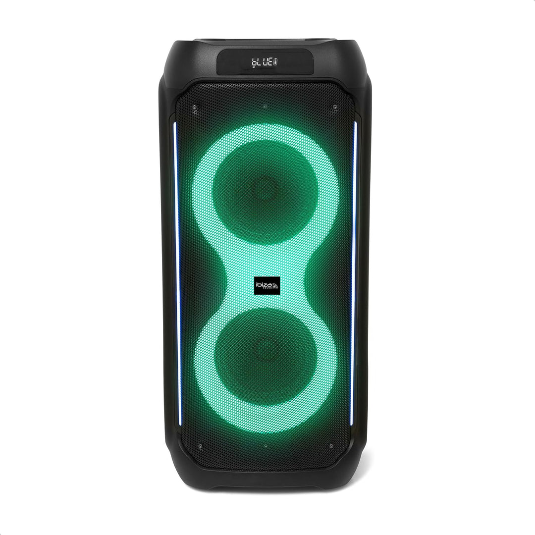 Ibiza - COLUMBA800 - Leistungsstarker 2x8/20cm Akku-Lautsprecher - Bluetooth, Micro-SD, USB, Aux, 2