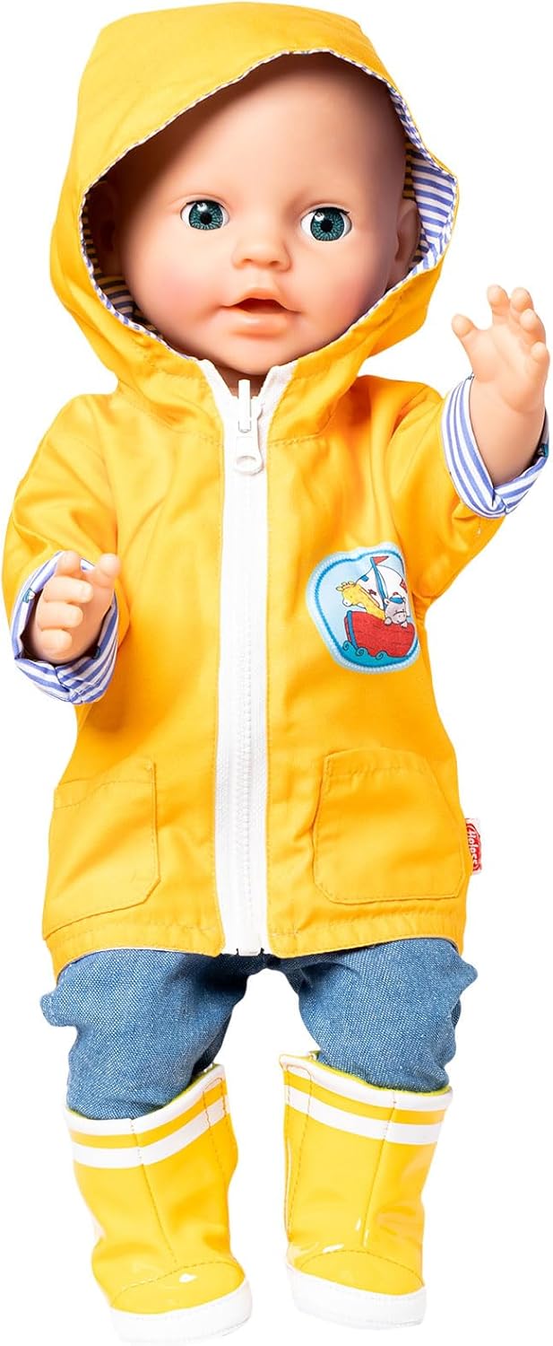 Heless 1525 - Wendeanorak mit Kapuze für Puppen im Design Maritim, Grösse 28 - 35 cm, schützt vor Wi