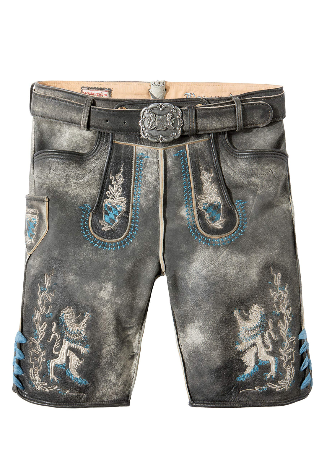 Stockerpoint Herren Hose Bayern Bua Lederhose 42 Grau (Grau Antik Gespeckt Grau Antik Gespeckt), 42
