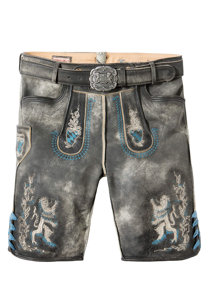 Stockerpoint Herren Hose Bayern Bua Lederhose 42 Grau (Grau Antik Gespeckt Grau Antik Gespeckt), 42