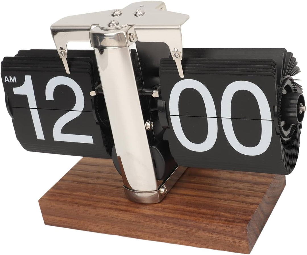 VBESTLIFE Flip-Tischuhr, Retro-Vintage-Auto-Flip-Tischuhr, Batteriebetriebene Uhr mit Grosser Zahl f