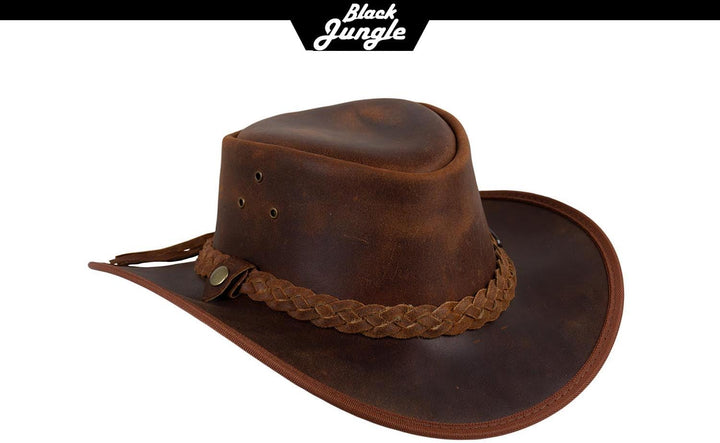 Black Jungle Bulat Lederhut, Westernhut, Australienhut, Cowboyhut M Ocker, M Ocker