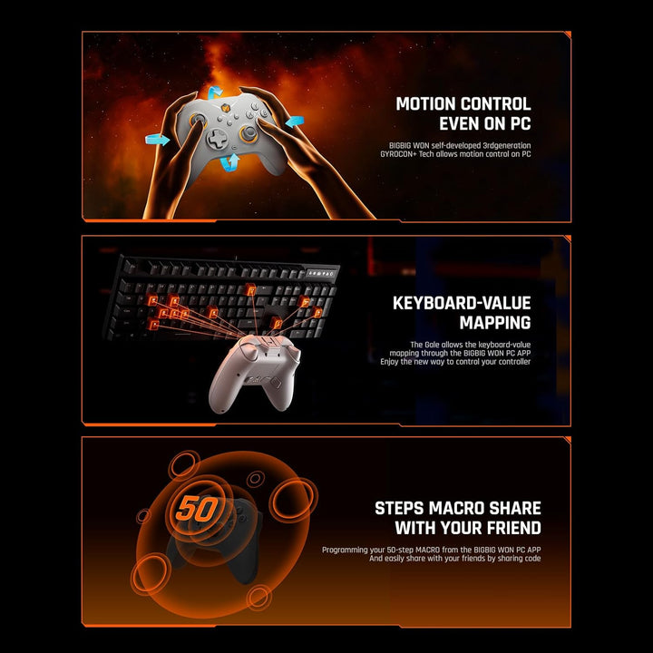 BIGBIG WON Drahtlose Controller, Gale Hall PC-Controller Bewegungssteuerung, Hall-Joysticks-Auslöser