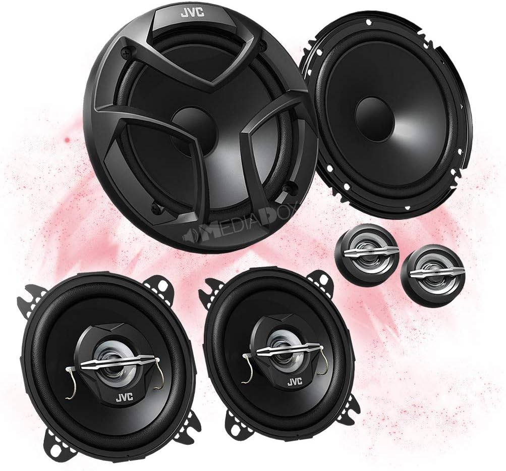 Mediadox Front/Heck 16,5cm/10cm Auto Lautsprecher/Boxen/Speaker Komplett-Set von JVC kompatibel für