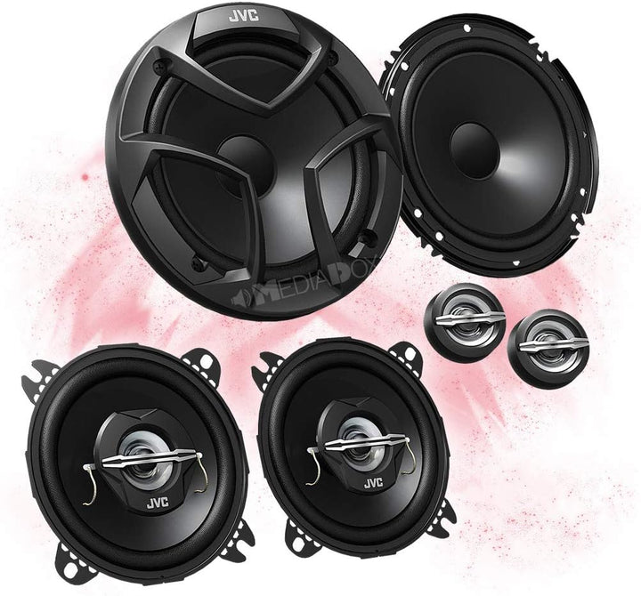 Mediadox Front/Heck 16,5cm/10cm Auto Lautsprecher/Boxen/Speaker Komplett-Set von JVC kompatibel für