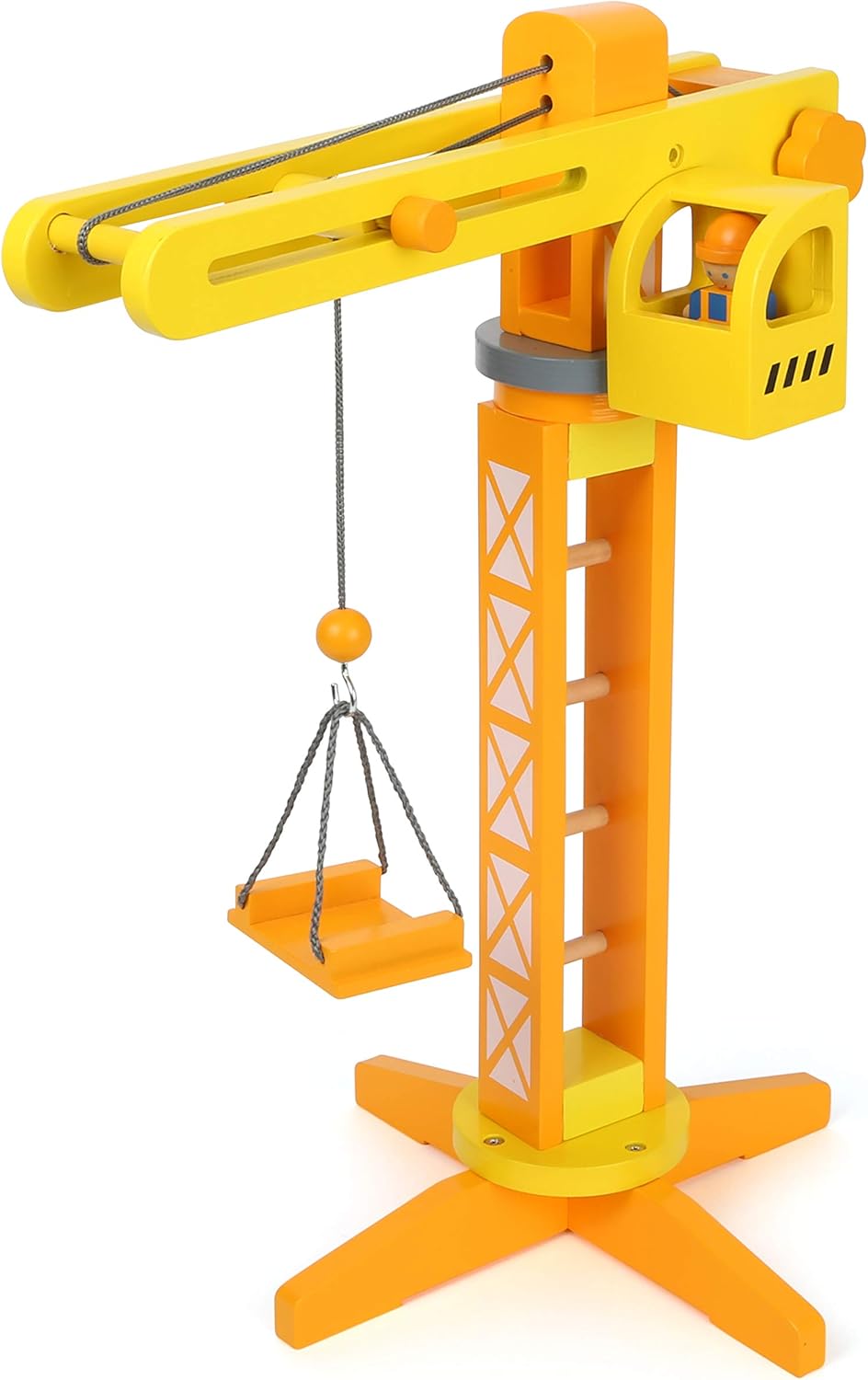 small foot Baukran mit Baustellenzubehör aus Holz, Spiel-Set für Kinder ab 3 Jahren, 12007, Baukran