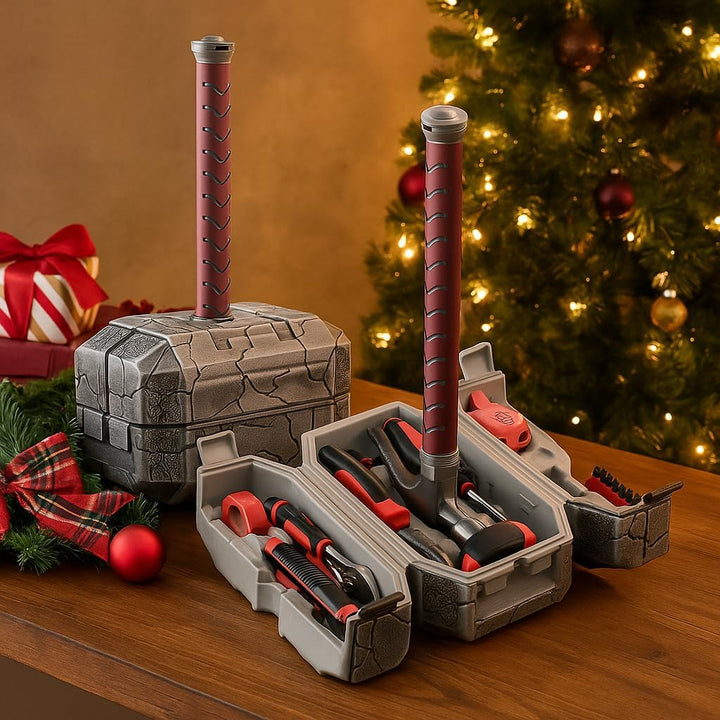 Thor Hammer Werkzeugkoffer Set,Tägliche Reparatur Gefüllt Haushalt Werkzeug,Werkzeugkasten Set für D