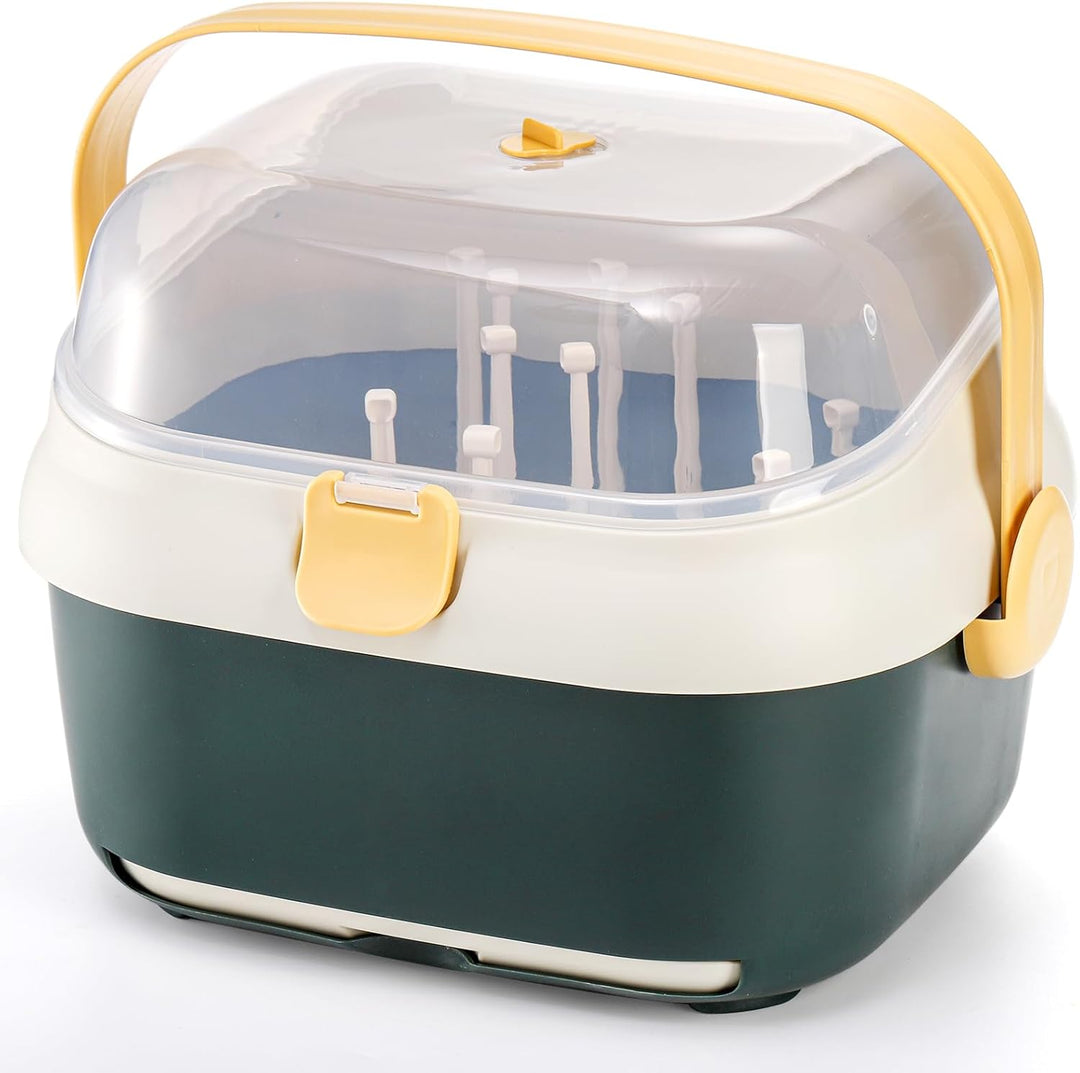 Kingrol Abtropfgestell für Babyflaschen mit Abdeckung für Zuhause, Küche, Reisen, grosse Kapazität,