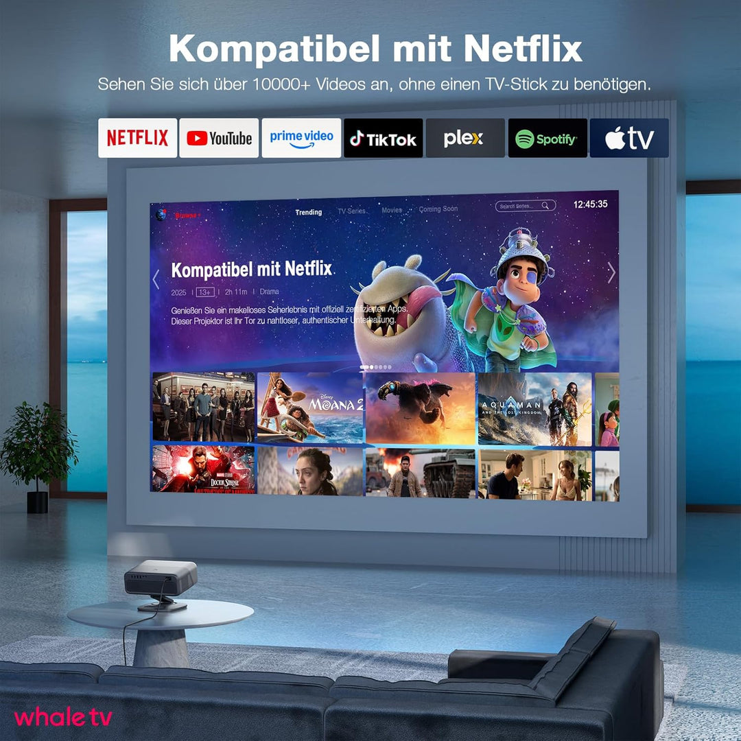 Smart Beamer 4K[Netflix Official &amp; 3D Dolby Audio] VISSPL 28000 Lumen Autofokus/Auto Trapezkorrektur