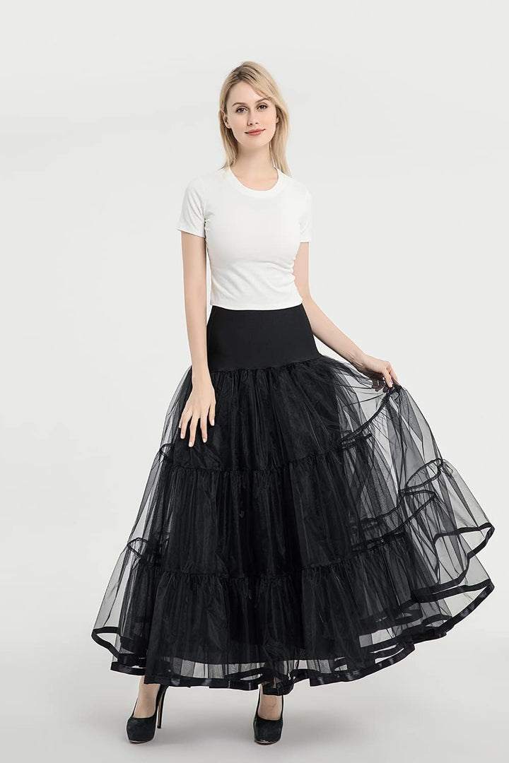 Damen Petticoats Langer Petticoat Hochzeitsabendkleider Knöchellanger Unterrock Reifrock für Abschlu