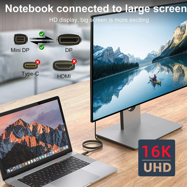 CY Kabel Mini DisplayPort 2.1 Mini-DP 2.0 auf DP 16K 60Hz Kabel Ultra-HD UHD DP 1.4 8K 120Hz Kompati