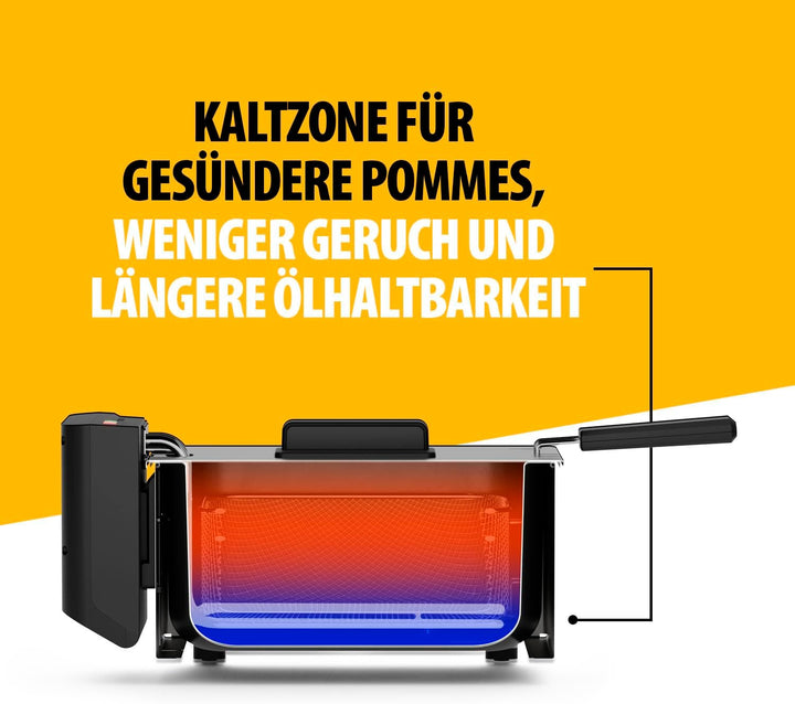 Tristar Edelstahl-Fritteuse, 3L Kapazität, Temperaturregelung bis 190°C, Kaltzone, Spülmaschinengeei