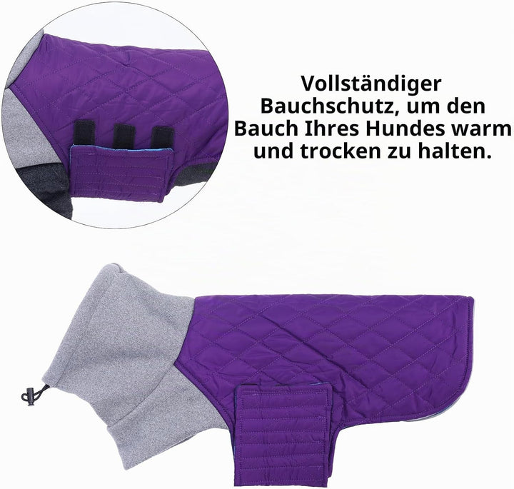 Geyecete Hundemantel Dackel, Dackel Wintermantel, Warmer Quilten Dackelmantel mit Geschirr Loch,Wind