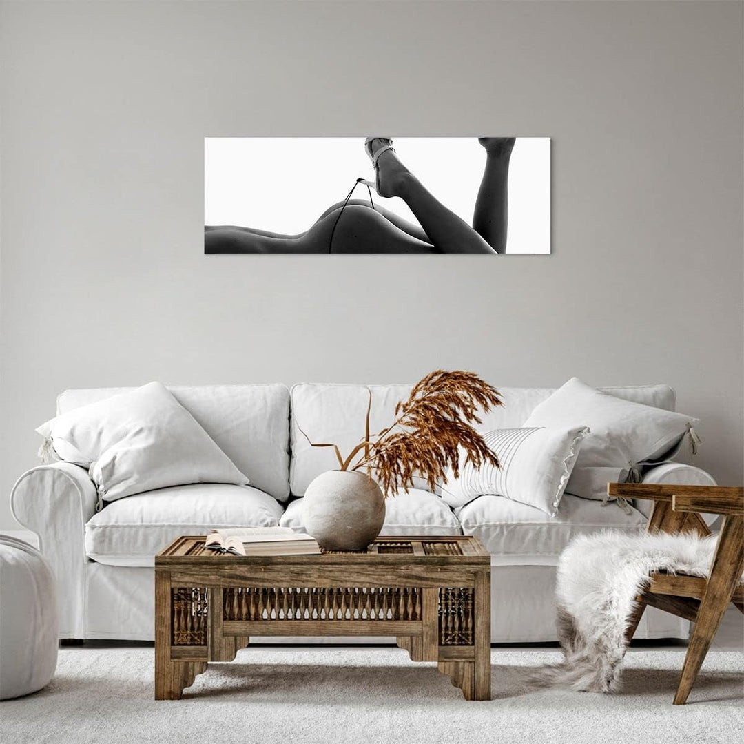 Panorama Bilder auf Leinwand Frau Akt Pose Leinwandbild mit Rahmen 90x30cm Wandbilder Dekoration Woh