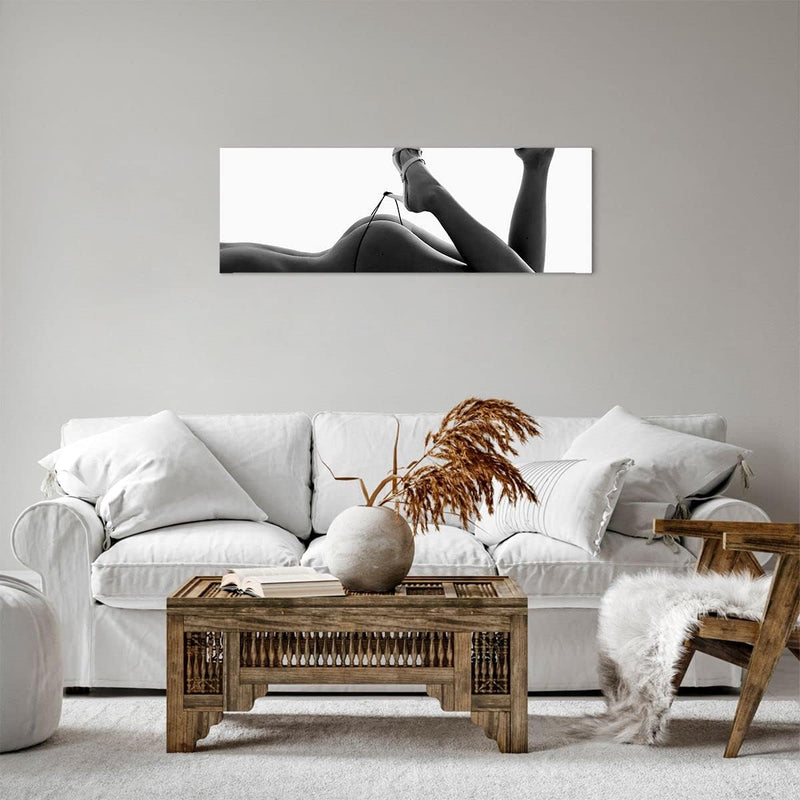 Panorama Bilder auf Leinwand Frau Akt Pose Leinwandbild mit Rahmen 90x30cm Wandbilder Dekoration Woh