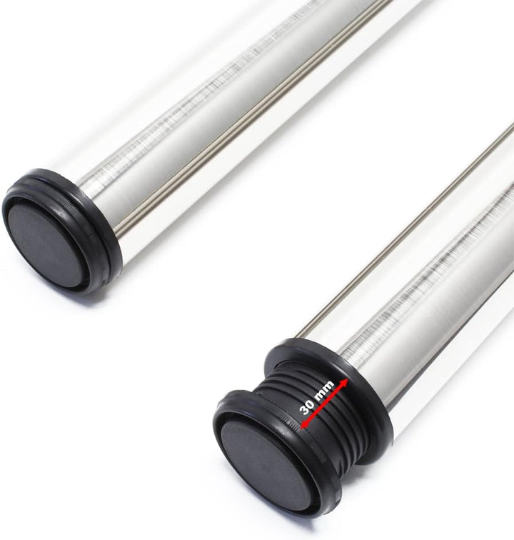Wiltec Edelstahl Tischbein 4er Set Möbelfuss Verstellbar Ø60mm 710mm Nickel Nickel 710 mm, Nickel 71
