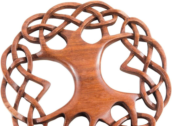 Windalf Zartes Celtic Holz Wanddeko WINWOOD Ø 22 cm Keltischer Lebensbaum mit keltischen Knoten Baum
