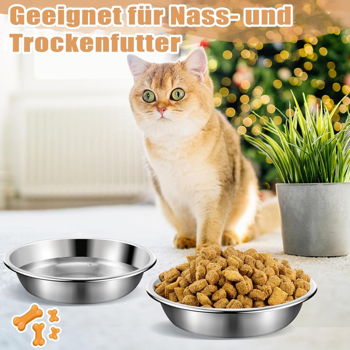 8 Stück Katzennäpfe aus Edelstahl, 14cm Katzenfutternäpfe, Katzennäpfe für Schnurrhaar Müdigkeit, Fl
