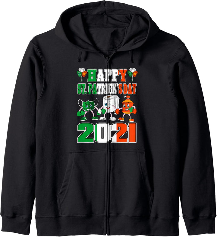 St Patricks Day 2021 Gesichtsmaske Toilettenpapier Impfung Kapuzenjacke