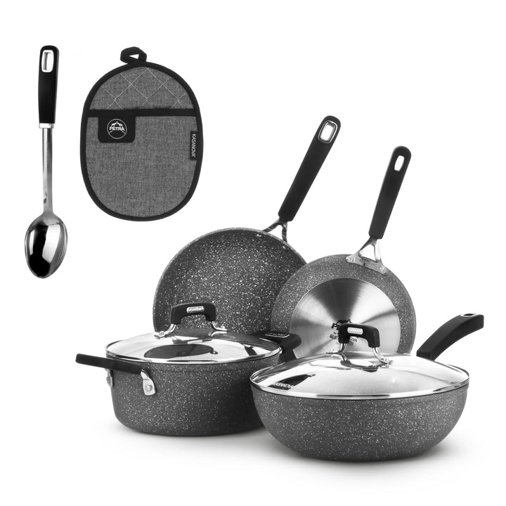 KASANOVA New Petra Dark Topf-Set – Töpfe und Pfannen für Induktion und Backofen bis 180°C, Antihaft-