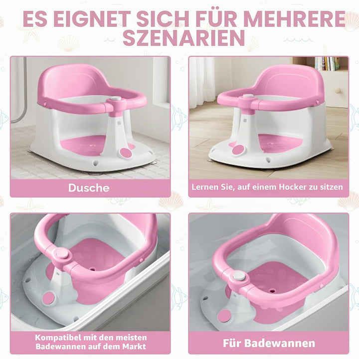 UBRAVOO Baby Badesitz für Babys von 6 bis 24 Monaten, aufrecht sitzender Badesitz, rutschfester Baby
